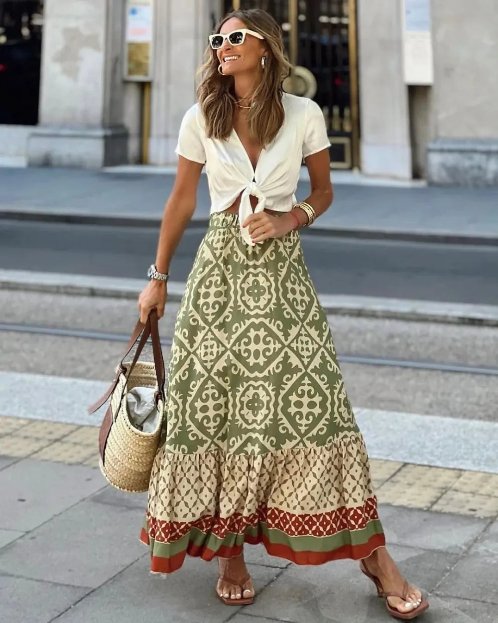 Boho Print Swing Skirt