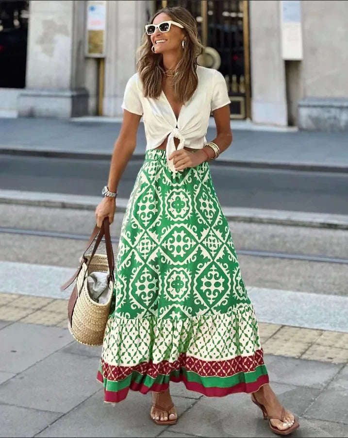 Boho Print Swing Skirt