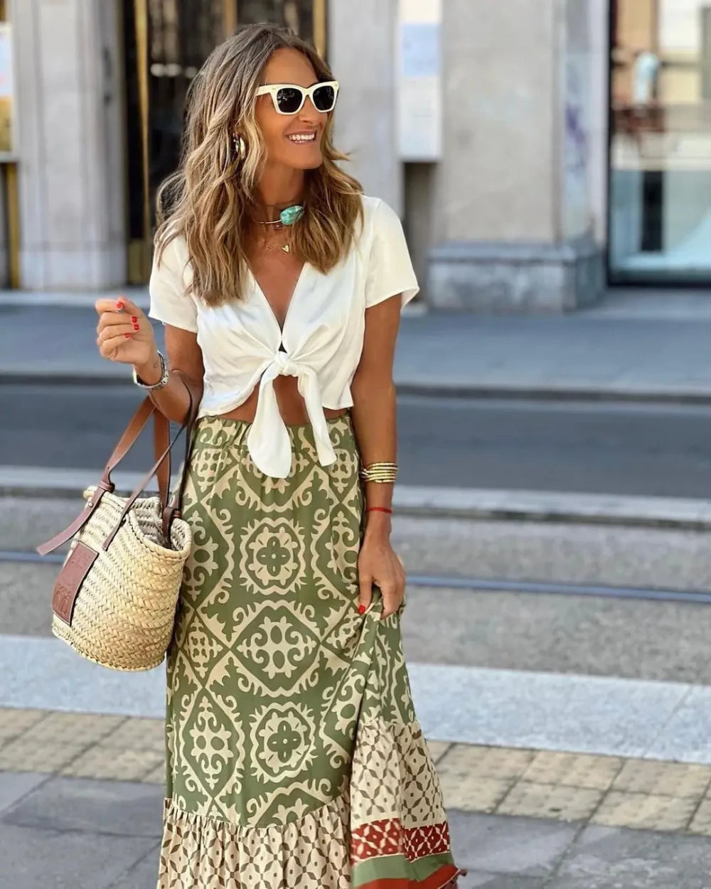 Boho Print Swing Skirt