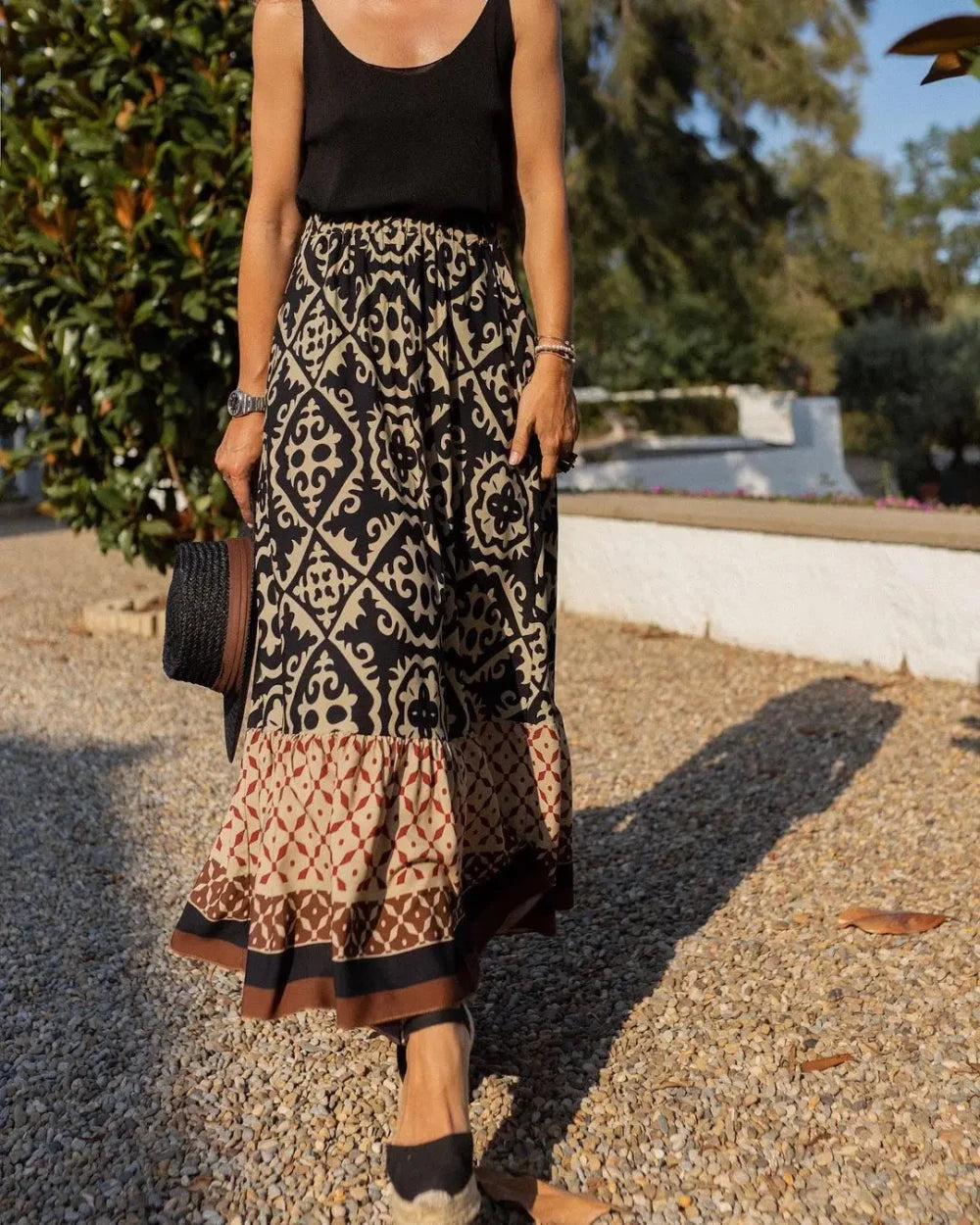 Boho Print Swing Skirt