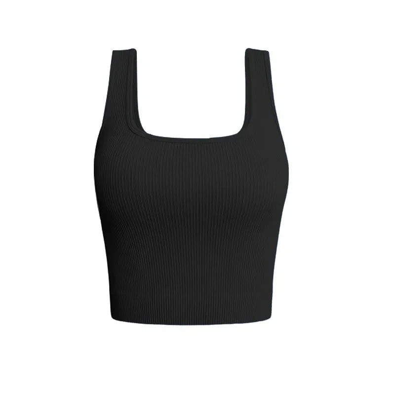 Ribbed Square Neck Crop Tank