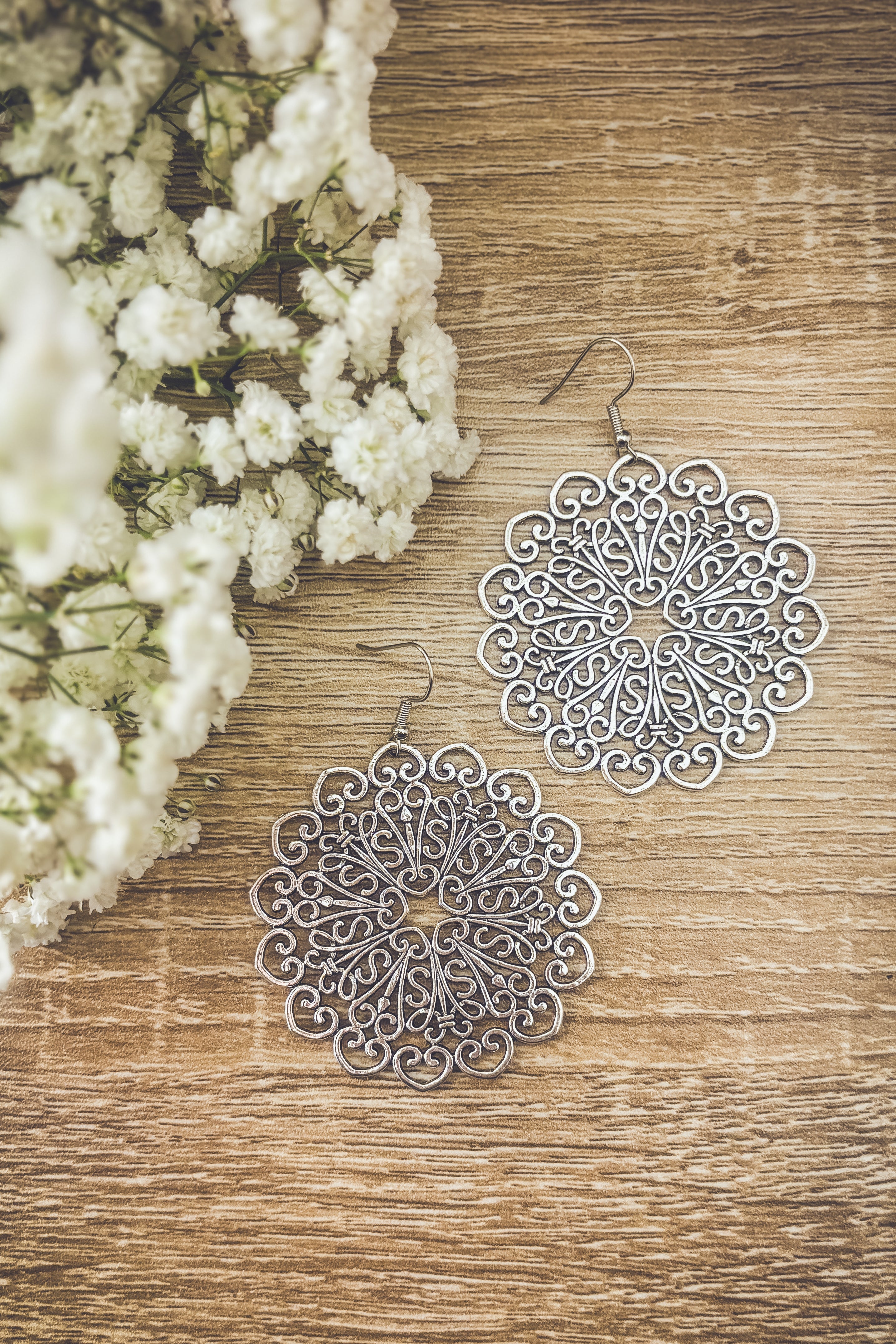 Beautiful Boho Silver Drop Earrings
